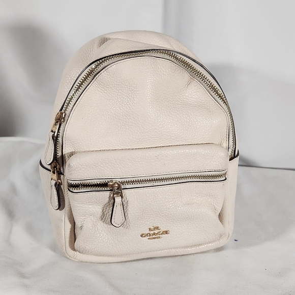Coach Court Ivory Pebbled Leather Mini Backpack. Nice! - Picture 1 of 10